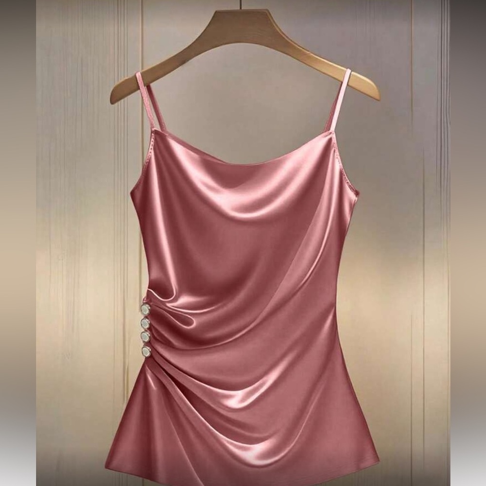 Elegant Pink Satin Camisole Top